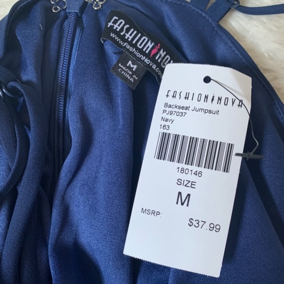 Navy Split Leg Jumpsuit - Picture 8 of 8